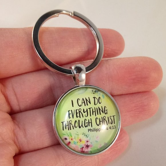 Kristy's Jewels Accessories I Can Do All Things Cabochon Key Ring